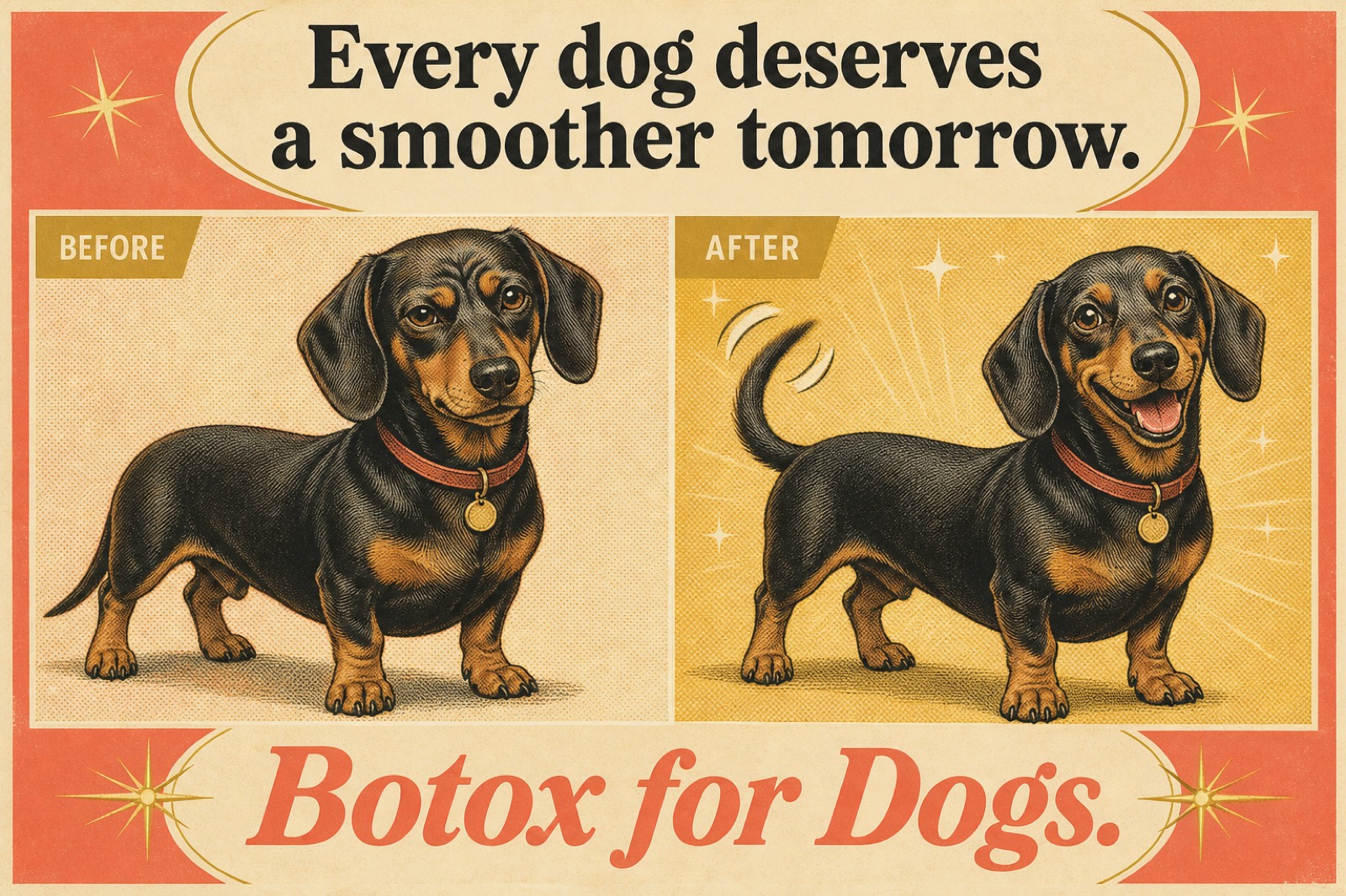 1950s poster: Every dog deserves a smoother tomorrow.